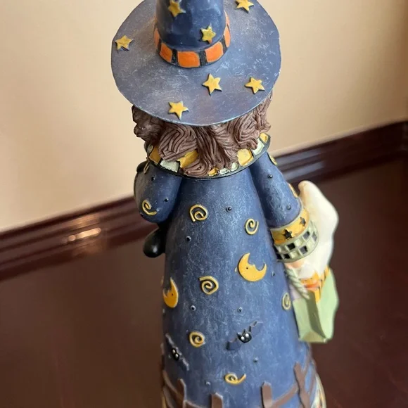 Hand-Painted Halloween Witch Figurine with Pumpkins and Ghost-Jim Shore Style - Picture 3 of 7